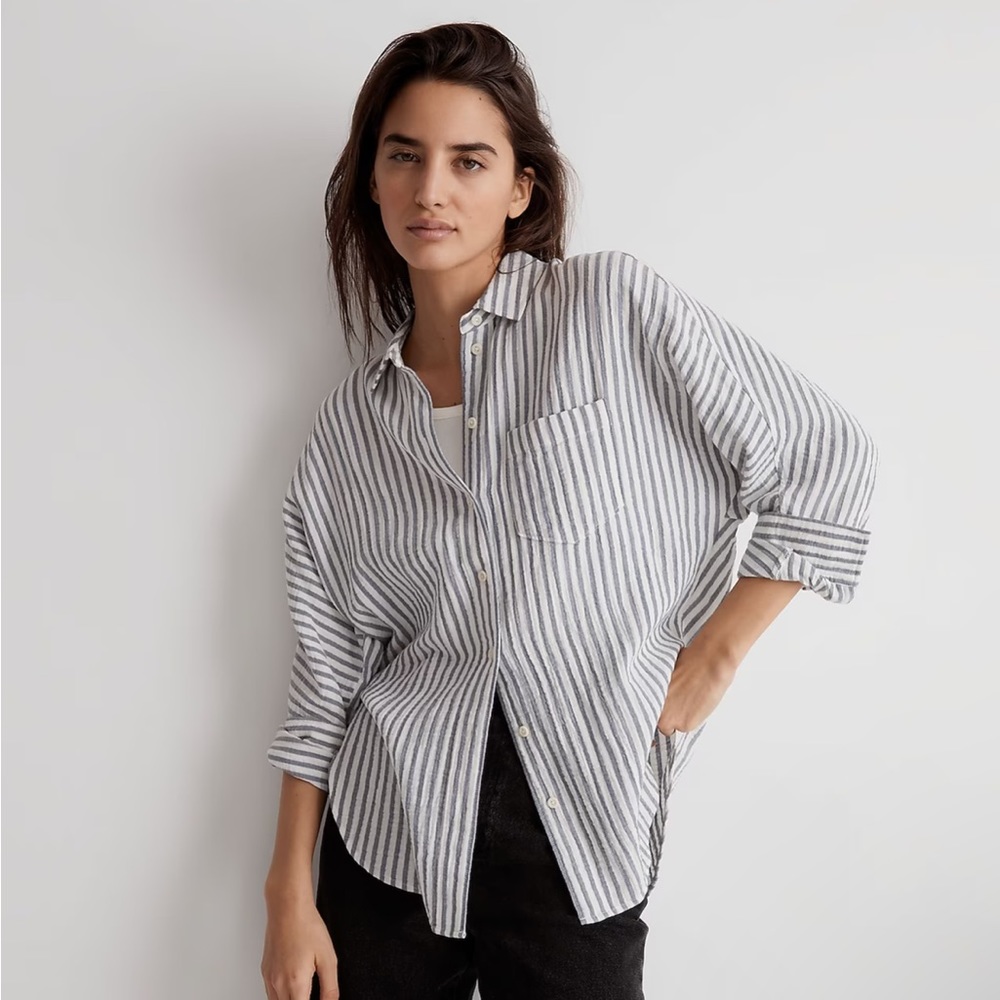 Large NWT Madewell Long-Sleeve Dolman Shirt in Stripe